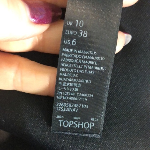 Topshop Long Vest Open Zippered Pockets Raw Edge Size 6 Navy Notch Lapel - Picture 10 of 11